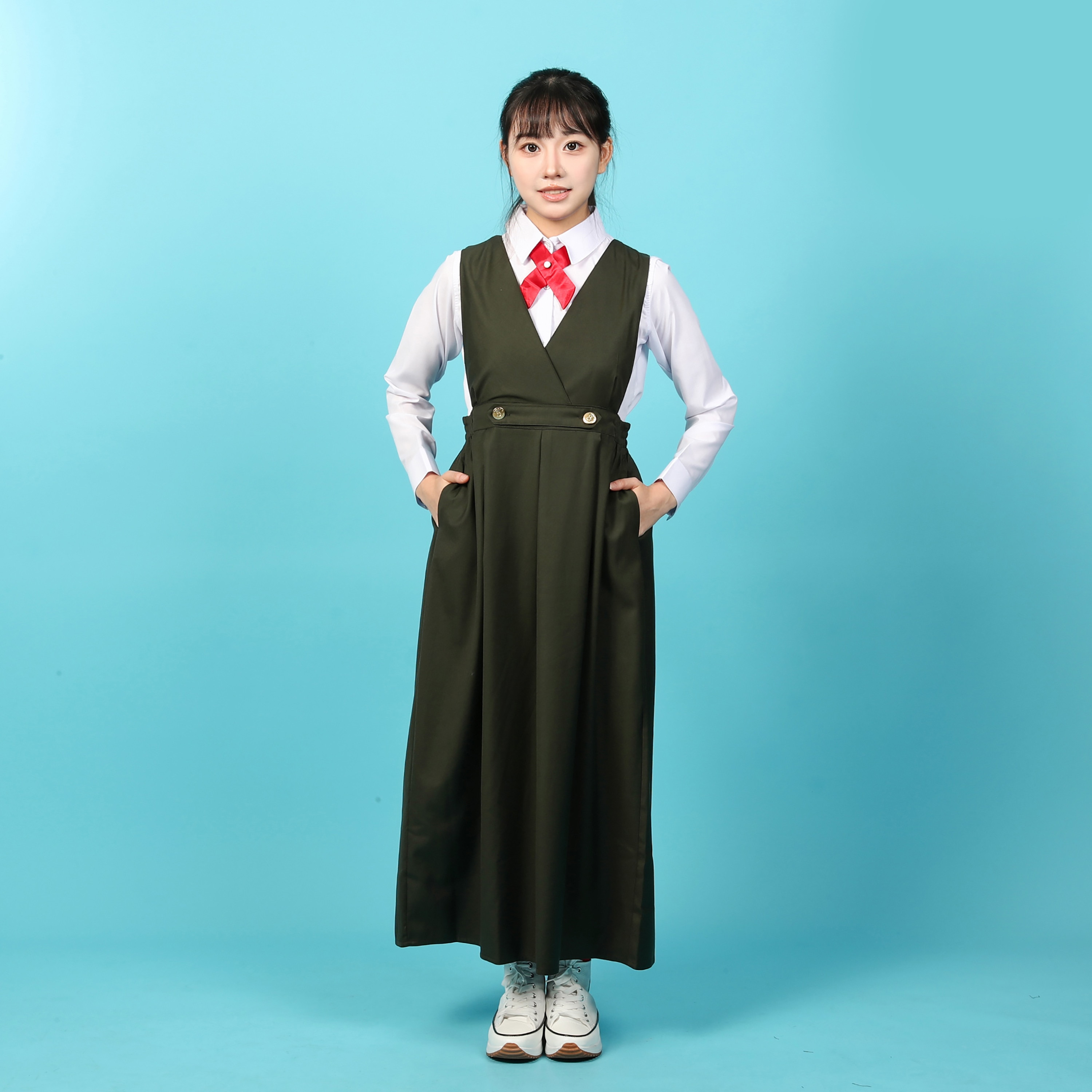 فستان مُوحد للمرحلة المتوسطة بدون أكمام مع ربطة عنق من ماي سكول-girls-clothing-schoolwear-dresses-image-1