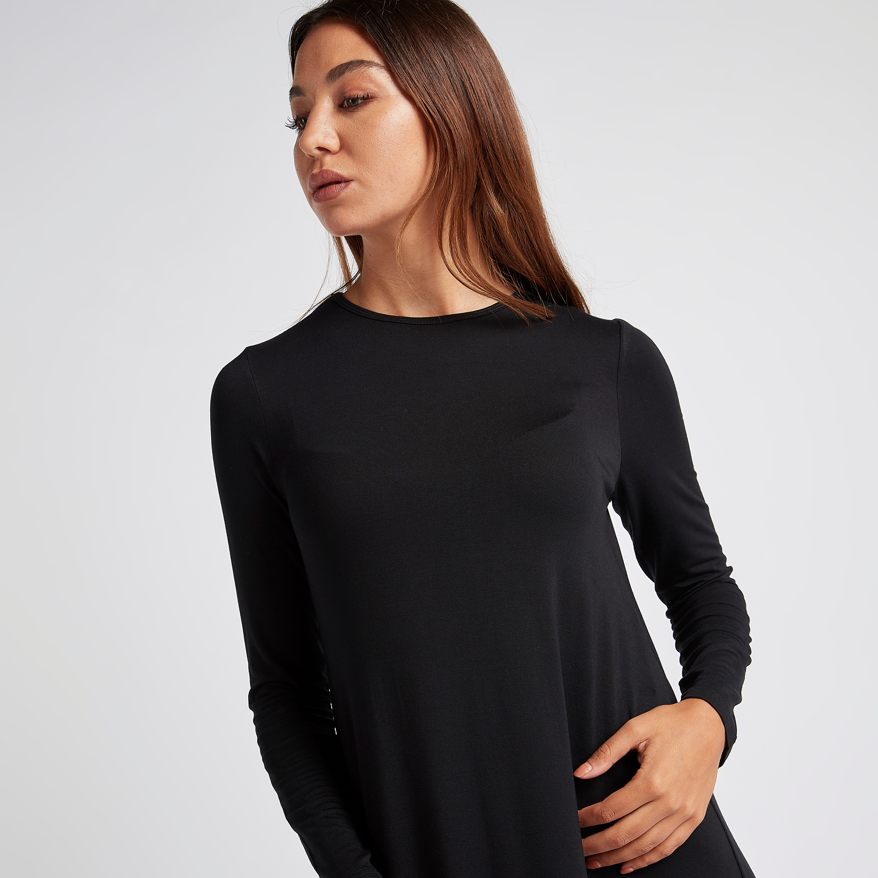 فستان إيه لاين بياقة مستديرة وأكمام طويلة من ديزرت كوف-women-clothing-dresses-image-3