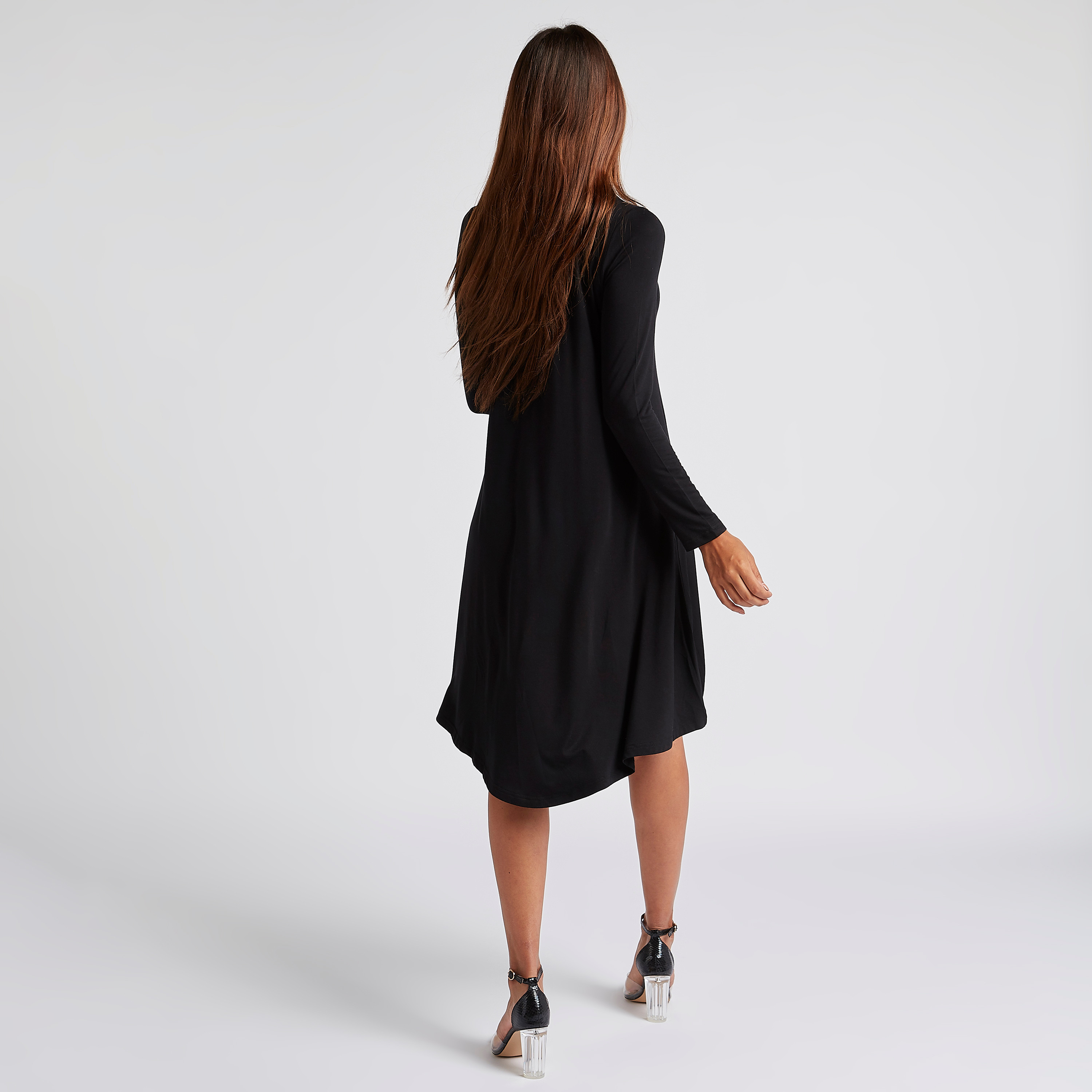 فستان إيه لاين بياقة مستديرة وأكمام طويلة من ديزرت كوف-women-clothing-dresses-image-4