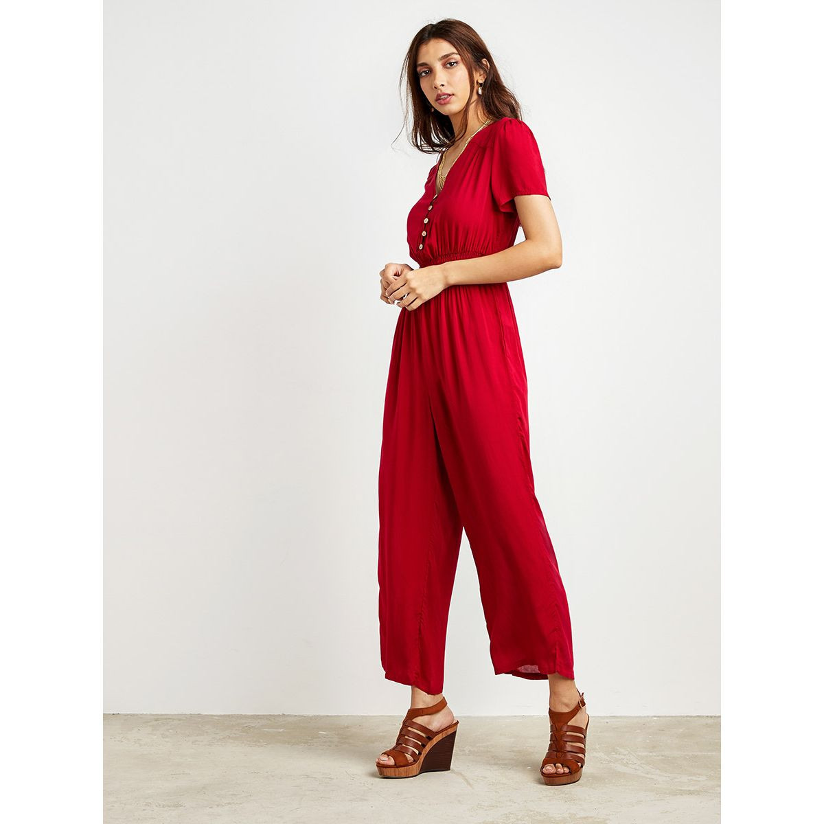 Styli Plain Jumpsuit with Smocked Detail-women-clothing-dresses-image-1