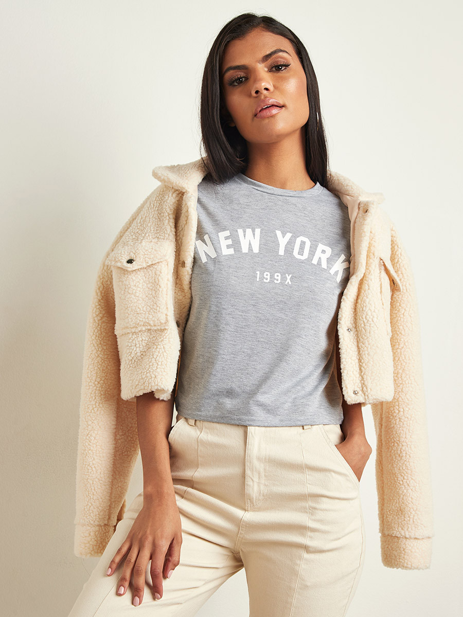 Styli New York Slogan Printed Crop T-shirt-women-clothing-tshirts-image-1