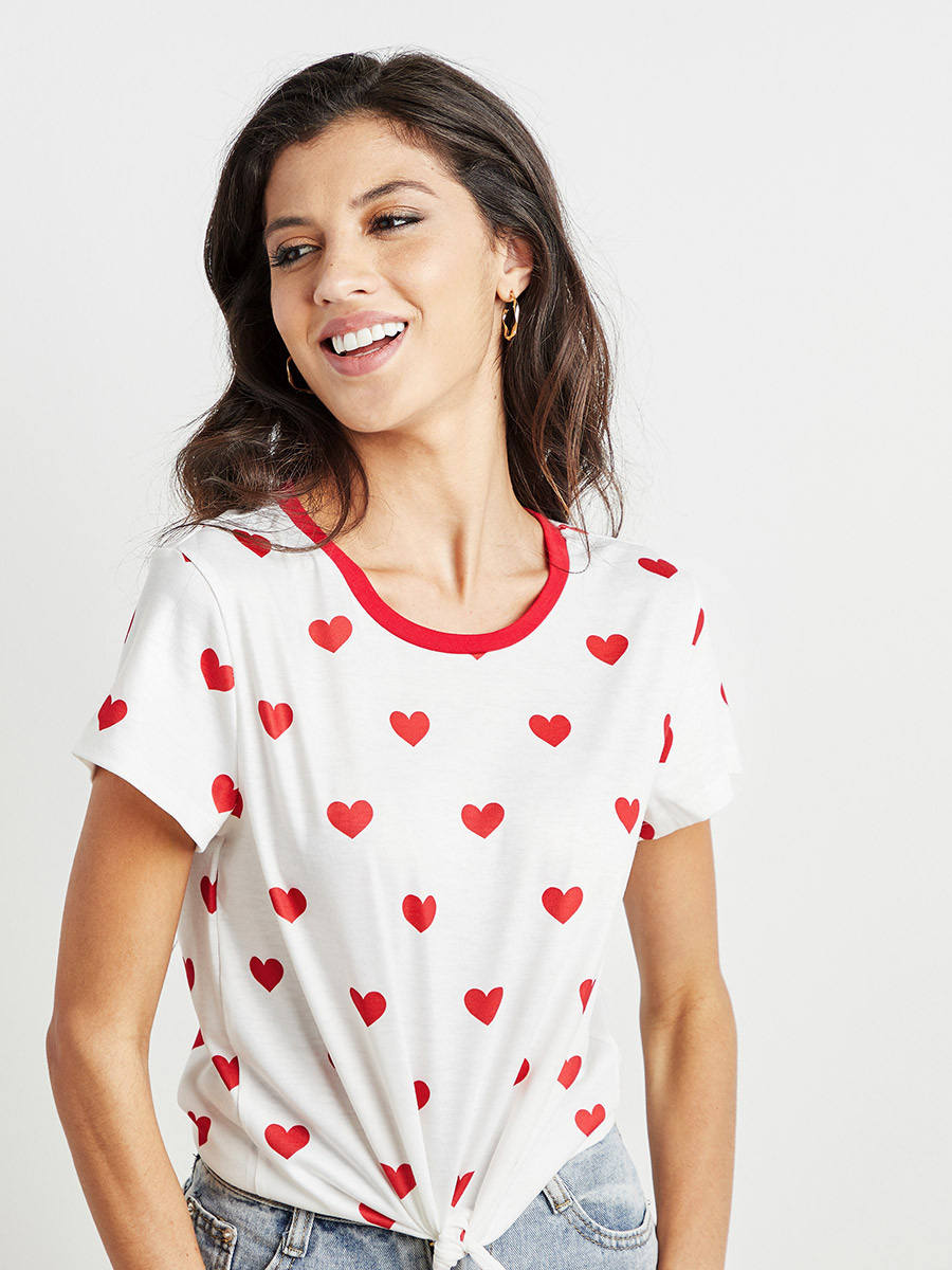 تيشيرت مطبوع بأكمام قصيرة من ستايلي-women-clothing-tshirts-image-3