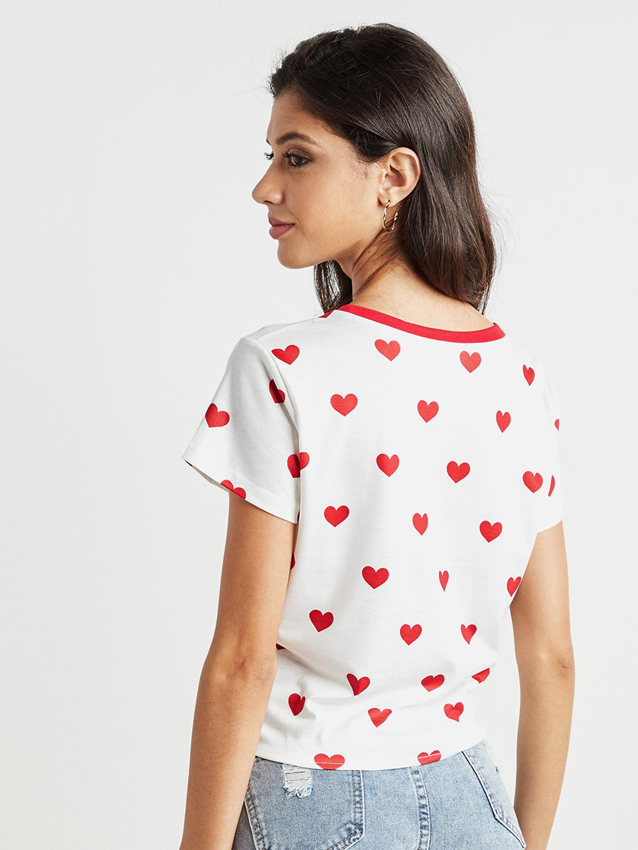 تيشيرت مطبوع بأكمام قصيرة من ستايلي-women-clothing-tshirts-image-5