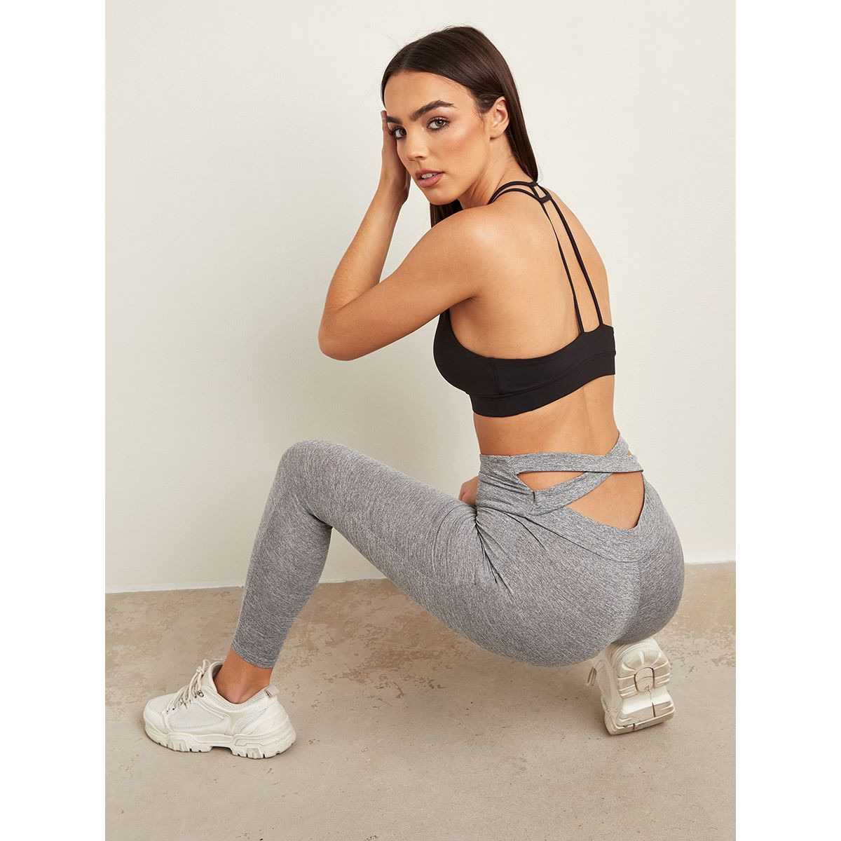 Styli Melange Print Leggings with Cross Back Detail-women-clothing-leggings-image-2