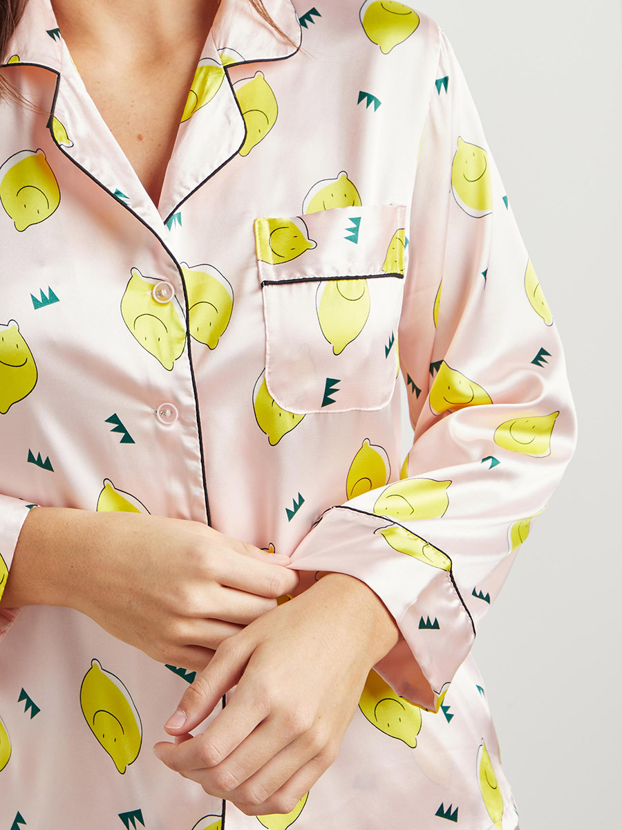 طقم بيجاما قميص وشورت مطبوع من ستايلي-women-clothing-nightwear-pyjamas-bottoms-image-4
