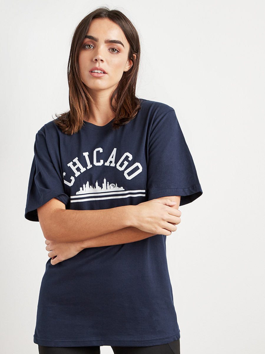 تيشيرت مطبوع طويل بأكمام قصيرة من ستايلي-women-clothing-tshirts-image-3