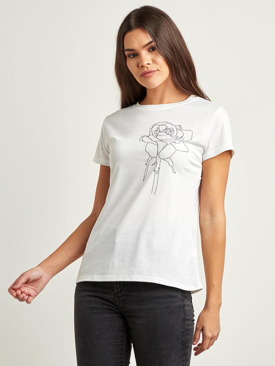 تيشيرت مطبوع بأكمام قصيرة من ستايلي-women-clothing-tshirts-image-1