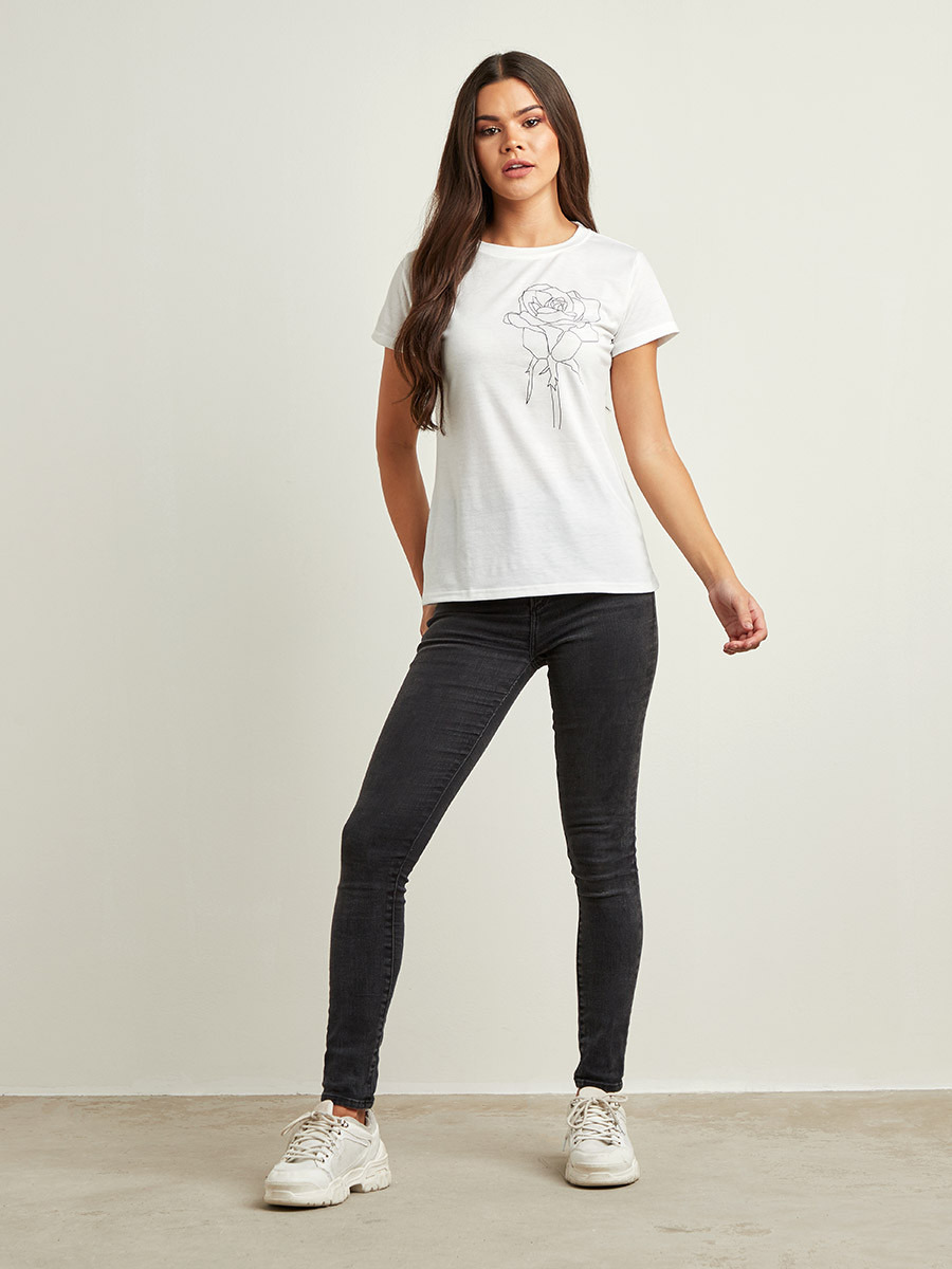 تيشيرت مطبوع بأكمام قصيرة من ستايلي-women-clothing-tshirts-image-2