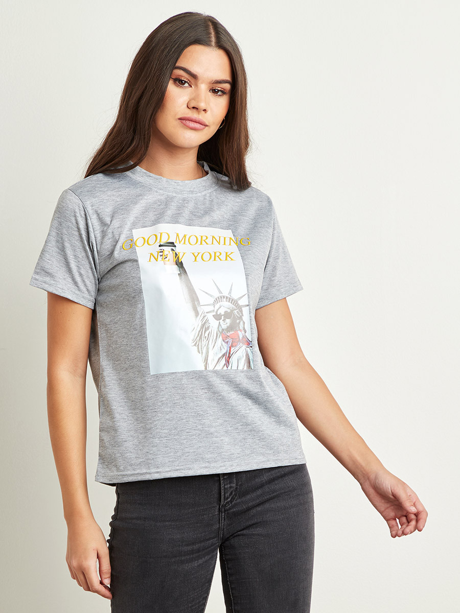 Styli New York Graphic Print T-shirt-women-clothing-tshirts-image-1
