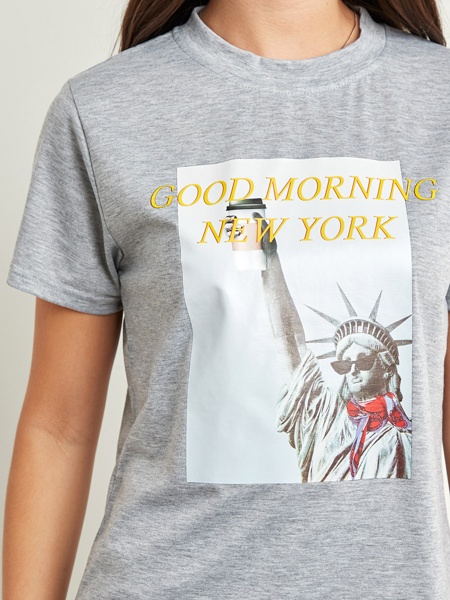 Styli New York Graphic Print T-shirt-women-clothing-tshirts-image-3