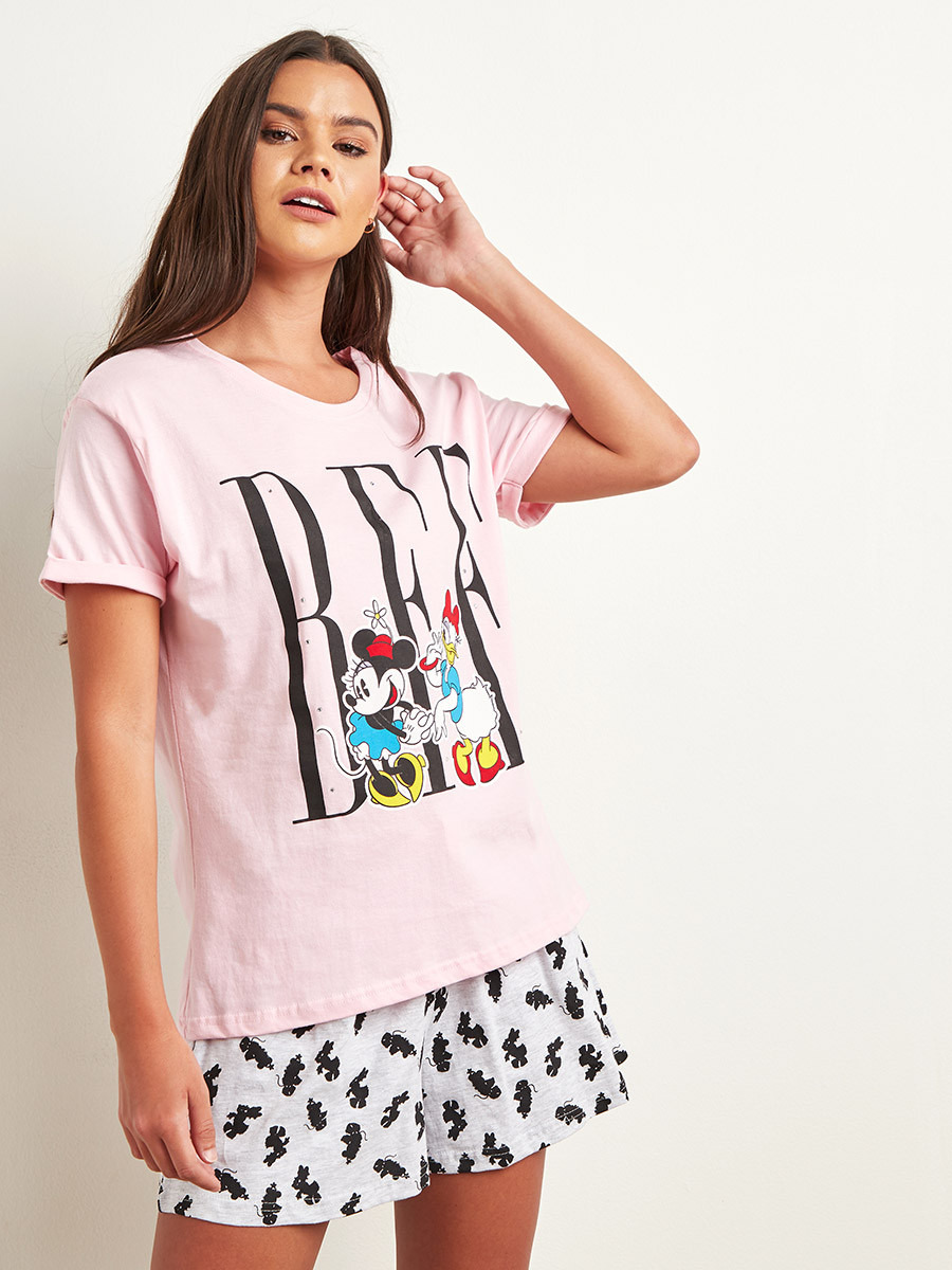 Styli Disney Minnie BFF Printed T-shirt and Shorts Set-women-clothing-nightwear-pyjamas-longsets-image-2