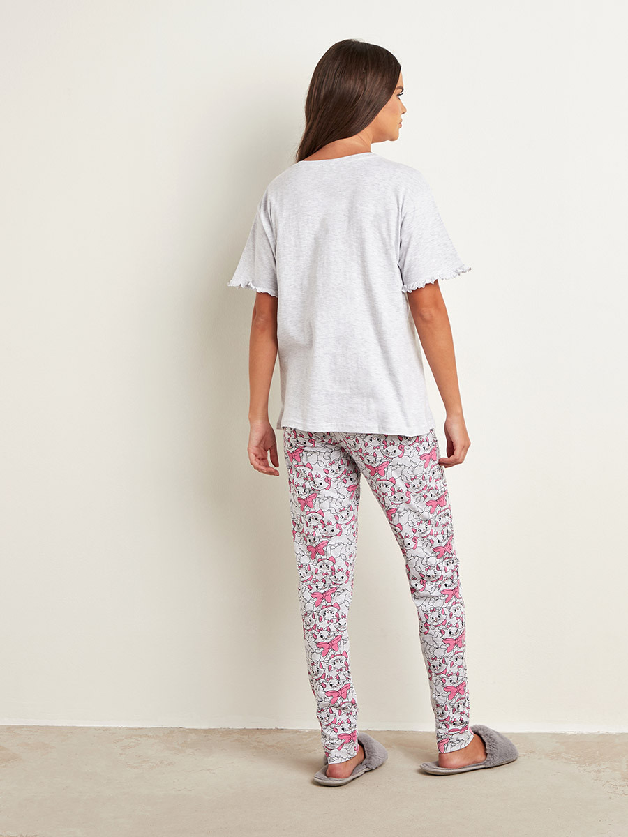 Styli Disney Marie Printed T-shirt and Pyjama Set-women-clothing-nightwear-pyjamas-longsets-image-2