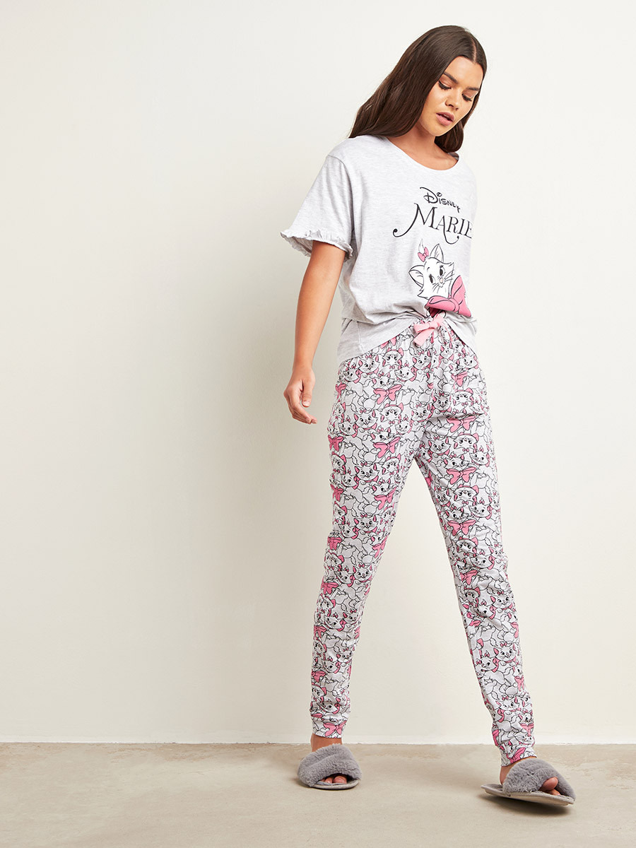 Styli Disney Marie Printed T-shirt and Pyjama Set-women-clothing-nightwear-pyjamas-longsets-image-3