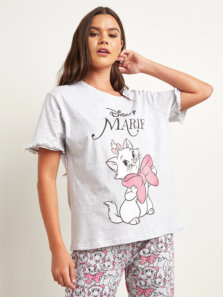 Styli Disney Marie Printed T-shirt and Pyjama Set-women-clothing-nightwear-pyjamas-longsets-image-4