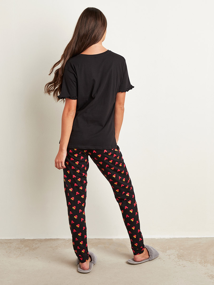 Styli Disney Mickey & Minnie Printed T-shirt and Pyjama Set-women-clothing-nightwear-pyjamas-bottoms-image-2
