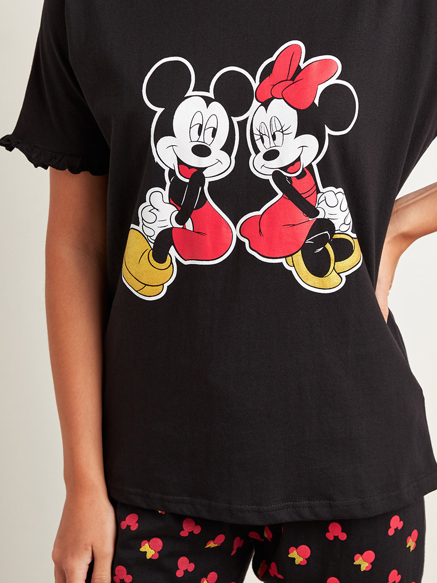 Styli Disney Mickey & Minnie Printed T-shirt and Pyjama Set-women-clothing-nightwear-pyjamas-bottoms-image-5