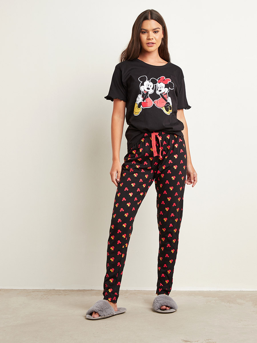 Styli Disney Mickey & Minnie Printed T-shirt and Pyjama Set-women-clothing-nightwear-pyjamas-bottoms-image-6