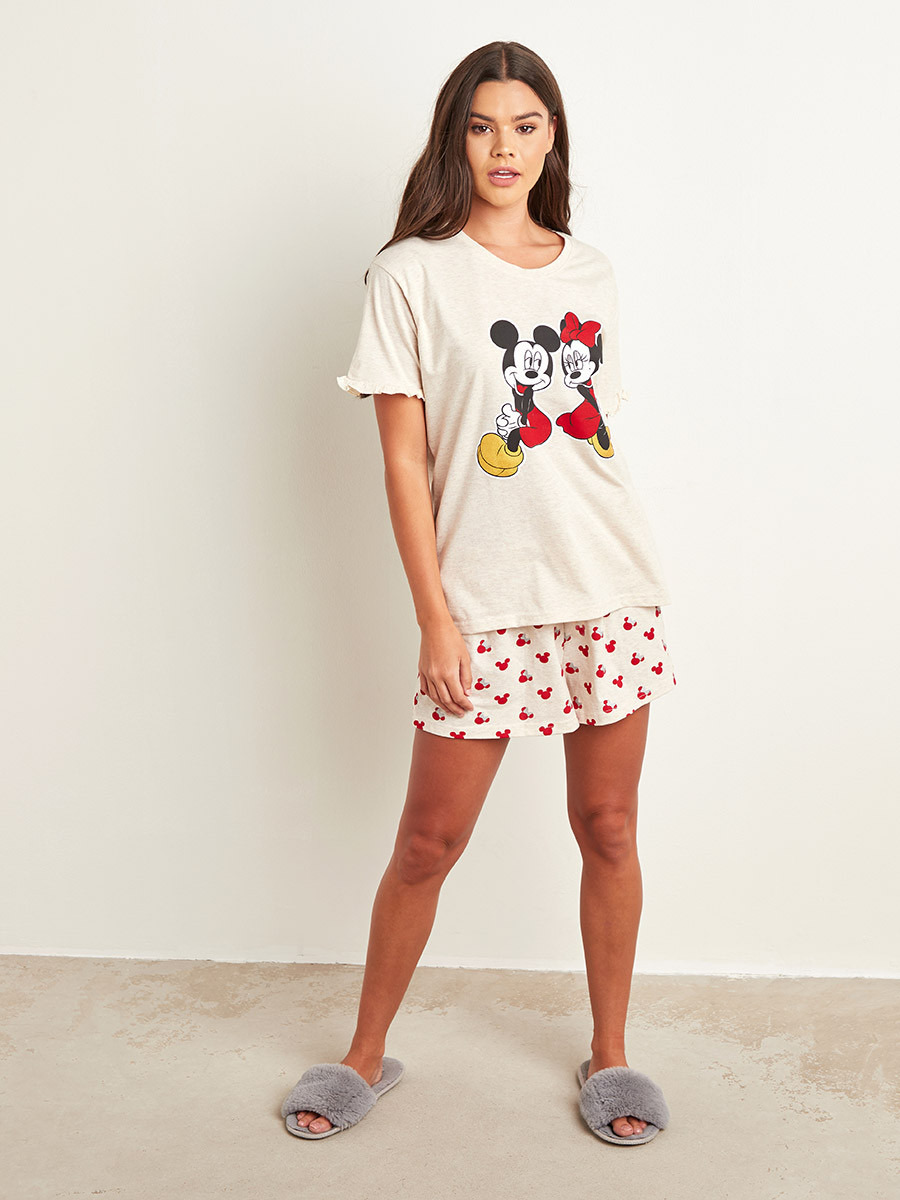 Styli Disney Mickey & Minnie Printed T-shirt and Shorts Set-women-clothing-nightwear-pyjamas-longsets-image-2