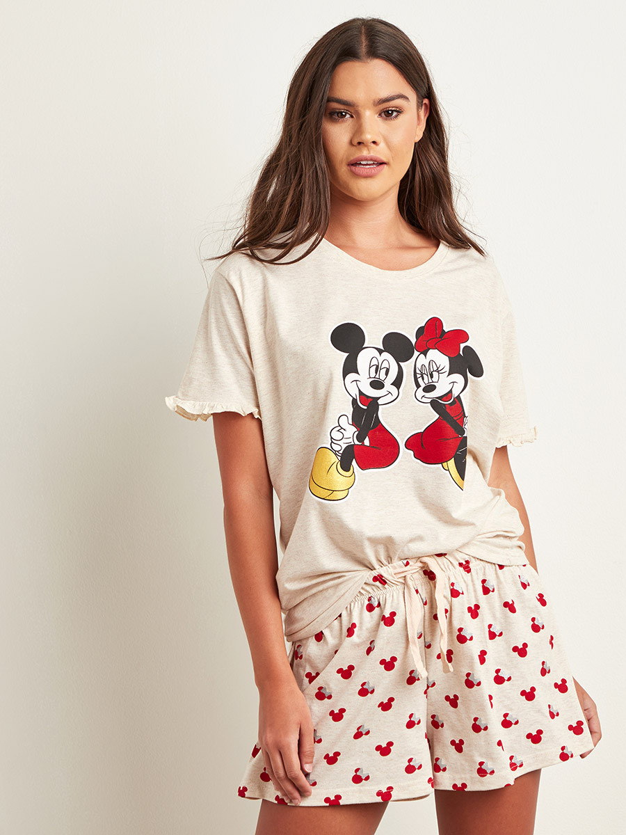 Styli Disney Mickey & Minnie Printed T-shirt and Shorts Set-women-clothing-nightwear-pyjamas-longsets-image-4