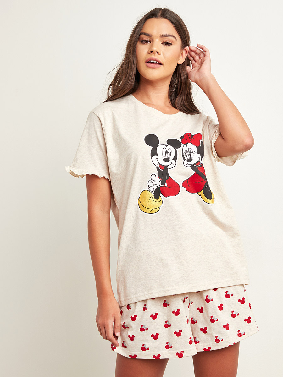Styli Disney Mickey & Minnie Printed T-shirt and Shorts Set-women-clothing-nightwear-pyjamas-longsets-image-7