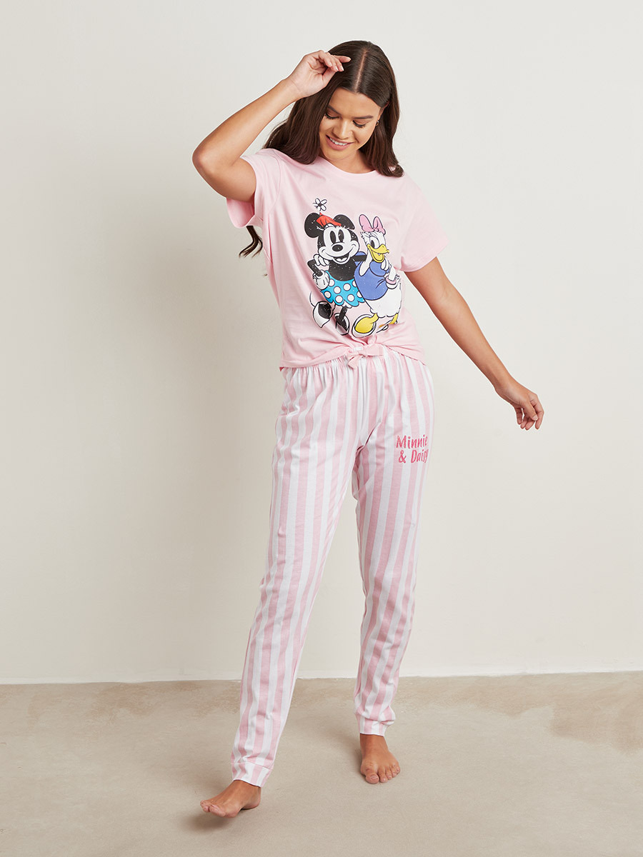 مجموعة من تيشيرت مطبوع وبنطلون مخطط من ستايلي-women-clothing-nightwear-pyjamas-longsets-image-6