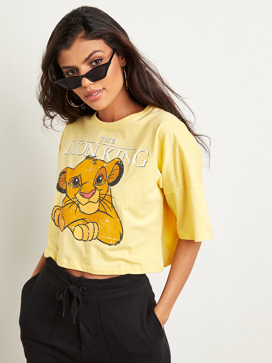 Styli Disney Lion King Printed Crop Boxy T-shirt-women-clothing-tshirts-image-1
