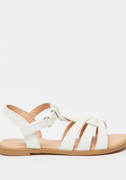 Little Missy Solid Strappy Sandals with Hook and Loop Closure