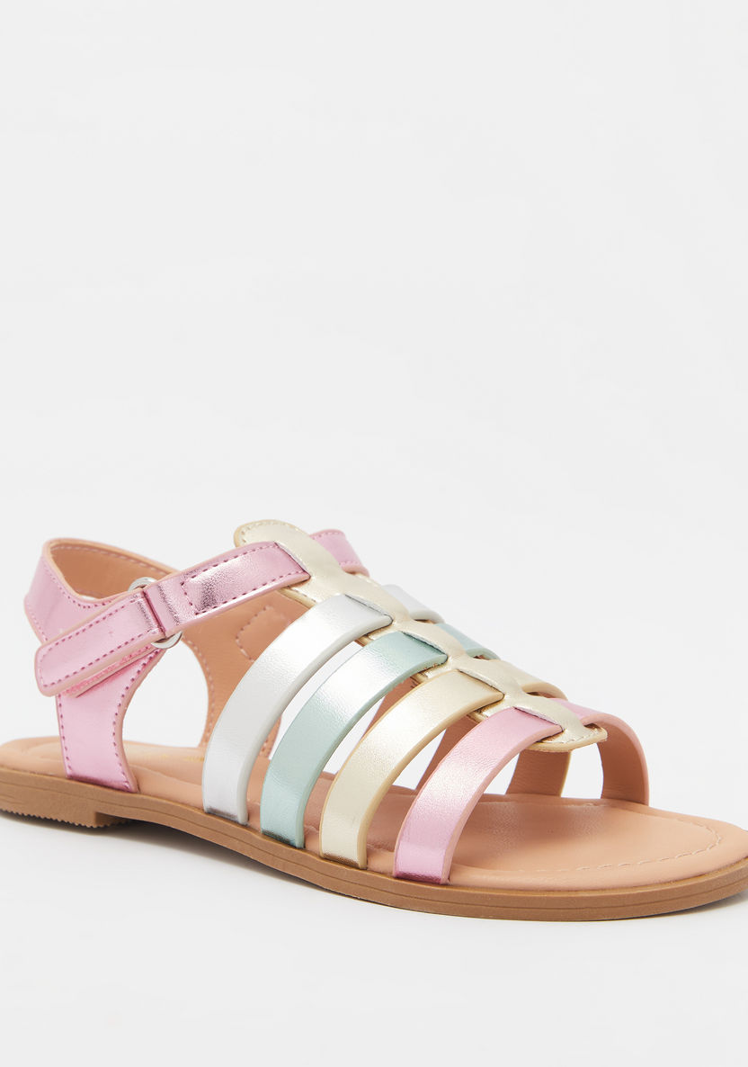 Little Missy Strappy Flat Sandals with Hook and Loop Closure-Girl%27s Sandals-image-1