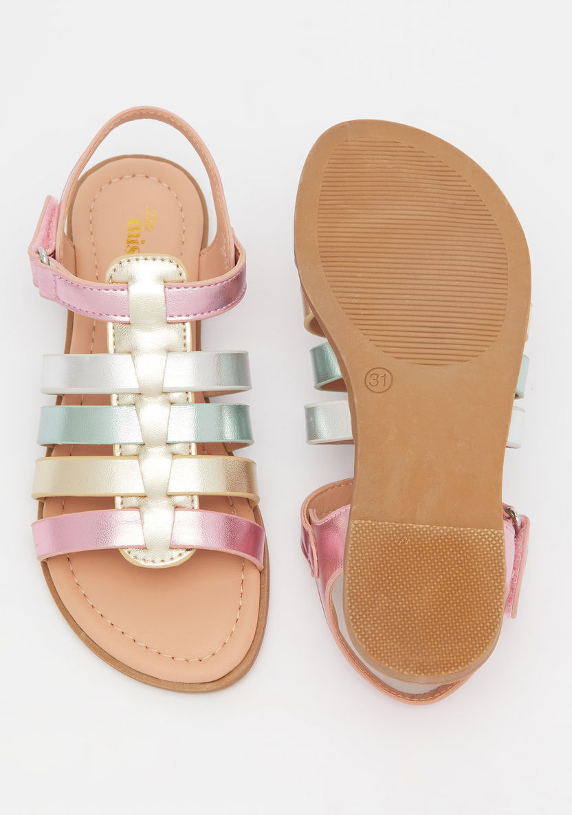 Little Missy Strappy Flat Sandals with Hook and Loop Closure-Girl%27s Sandals-image-4