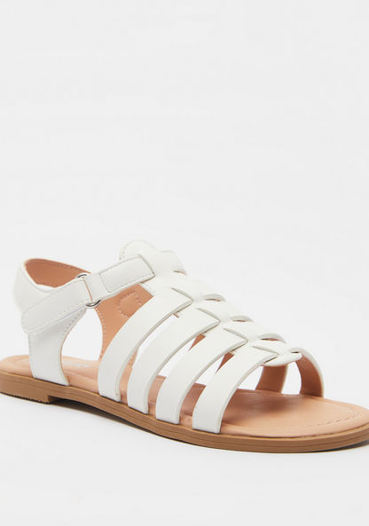 Little Missy Strappy Flat Sandals with Hook and Loop Closure