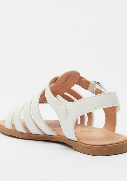 Little Missy Strappy Flat Sandals with Hook and Loop Closure