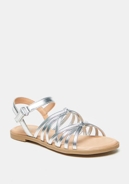 Little Missy Strappy Slip-On Sandals with Hook and Loop Closure-Girl%27s Sandals-image-1