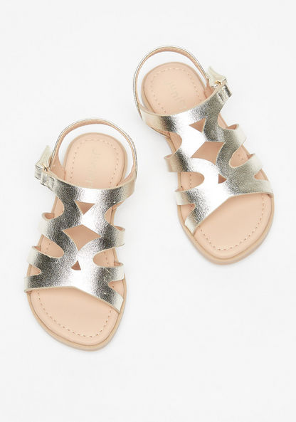 Juniors Flat Sandals with Hook and Loop Closure-Girl%27s Sandals-image-1