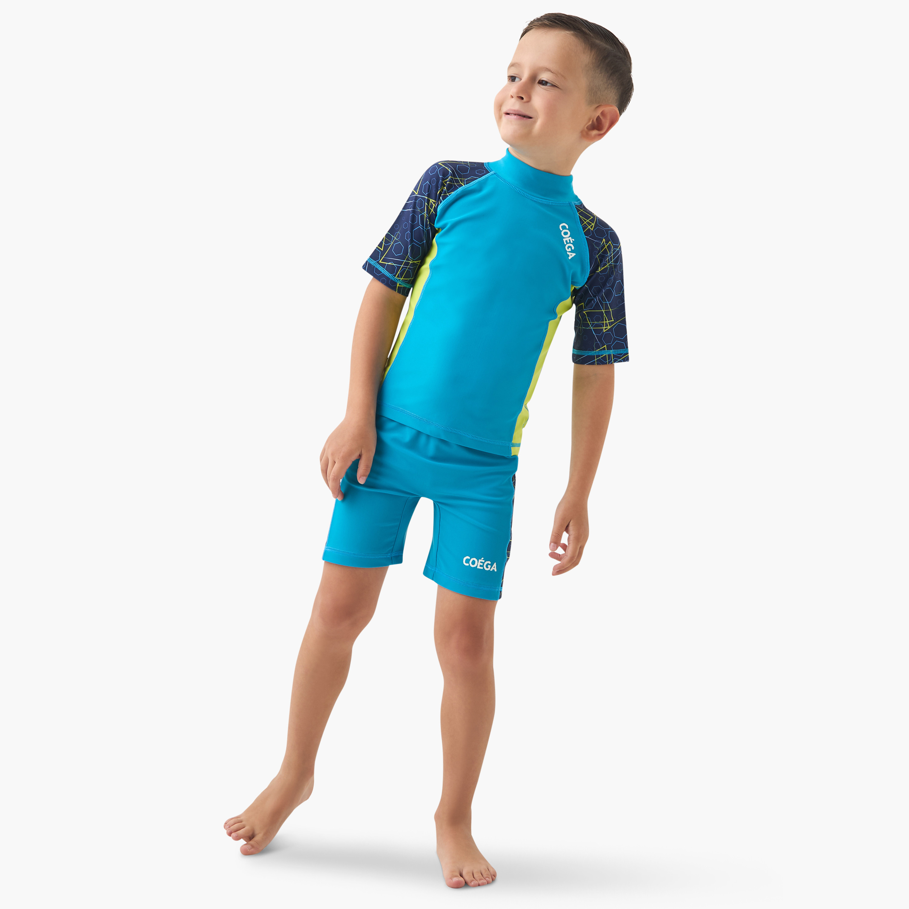 COEGA Boys Rashguard Short Sleeve, Navy Geometric-sports-boys-clothing-swimwear-image-2