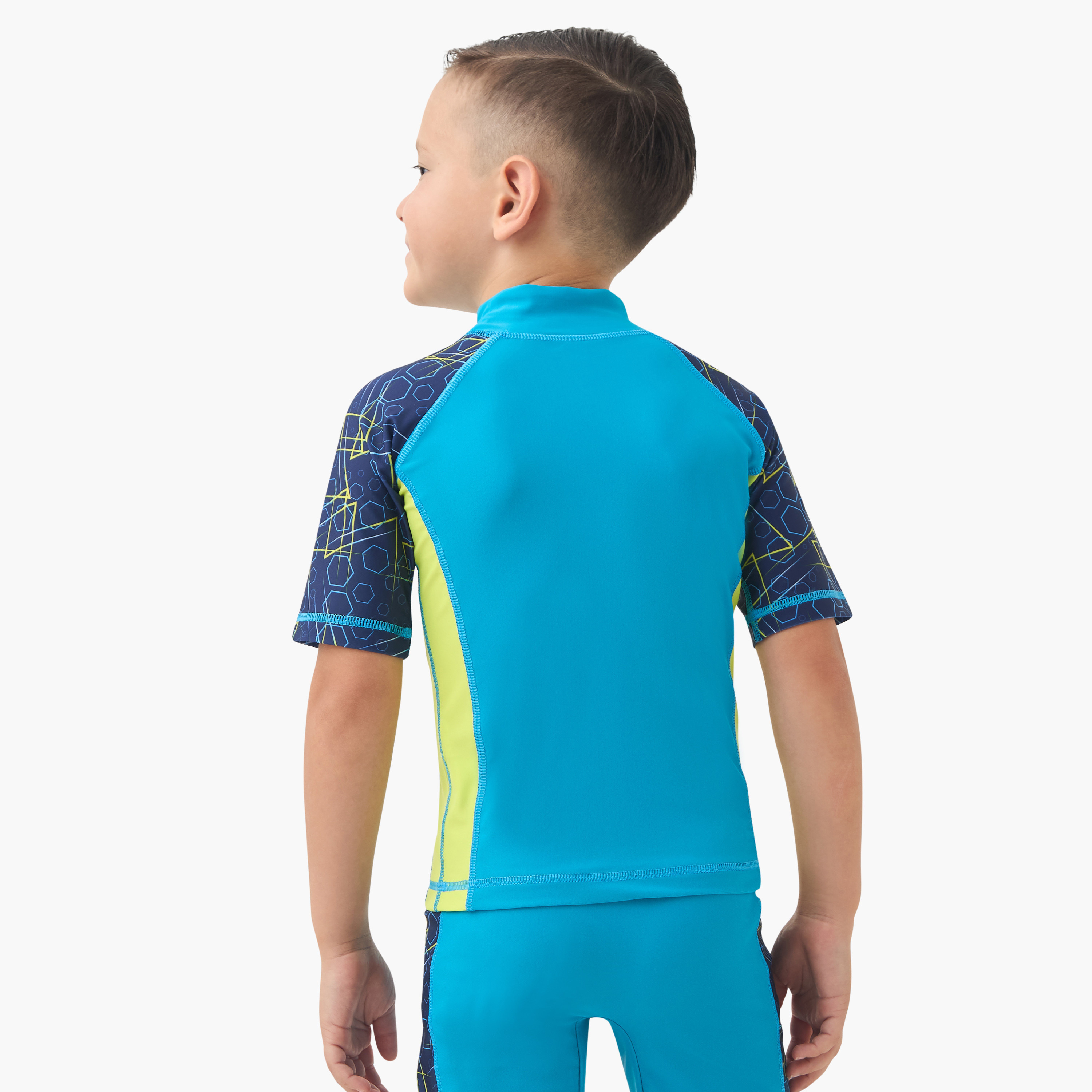 COEGA Boys Rashguard Short Sleeve, Navy Geometric-sports-boys-clothing-swimwear-image-3