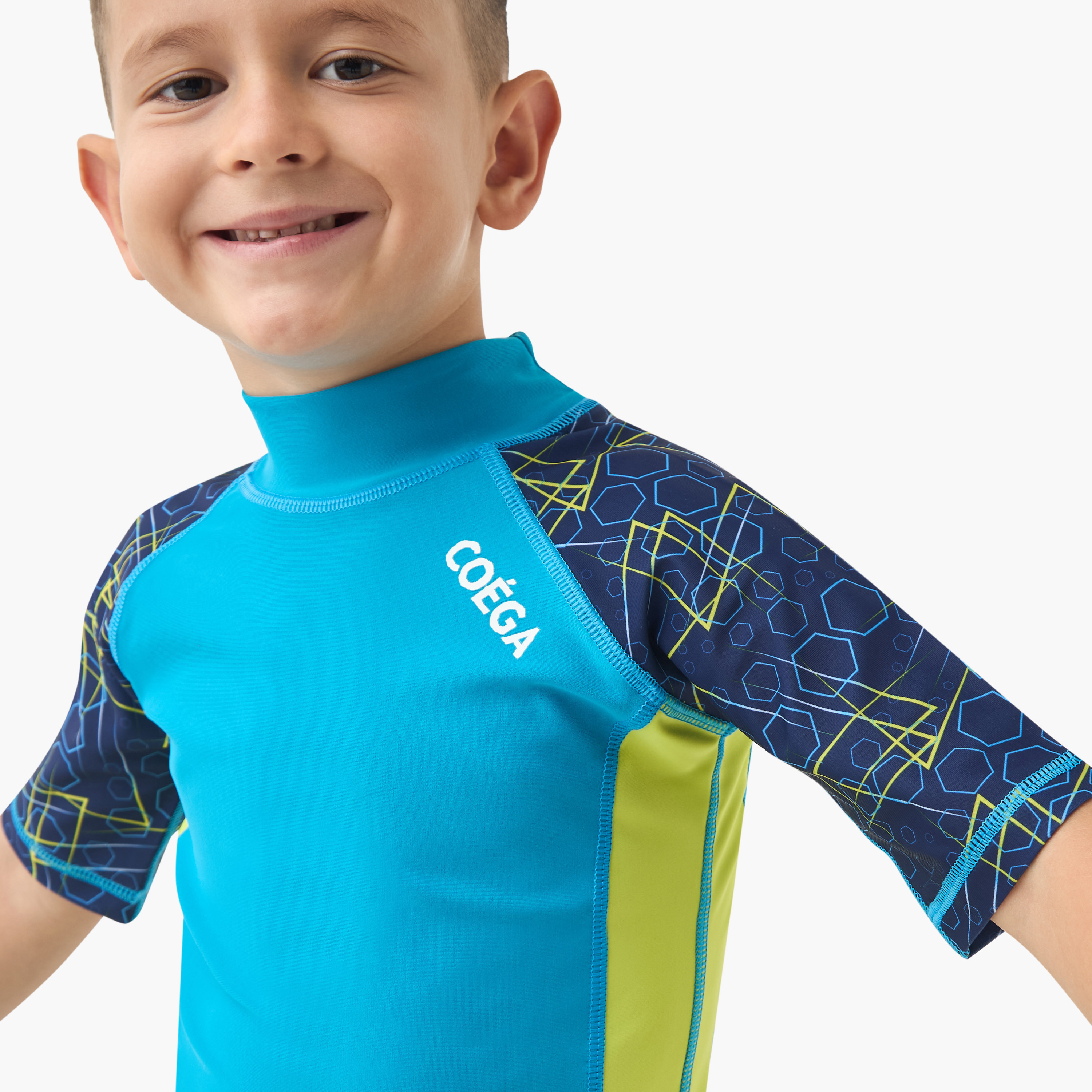 COEGA Boys Rashguard Short Sleeve, Navy Geometric-sports-boys-clothing-swimwear-image-4