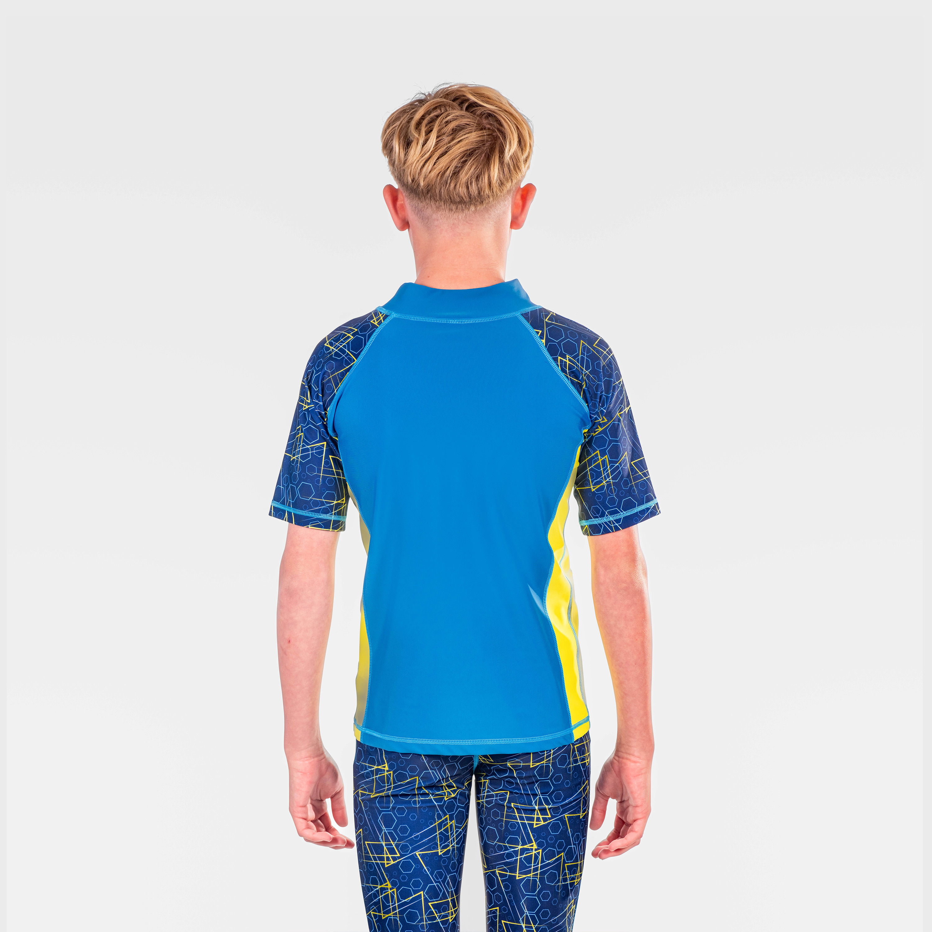 COEGA Boys Rashguard Short Sleeve, Navy Geometric-sports-boys-clothing-swimwear-image-2