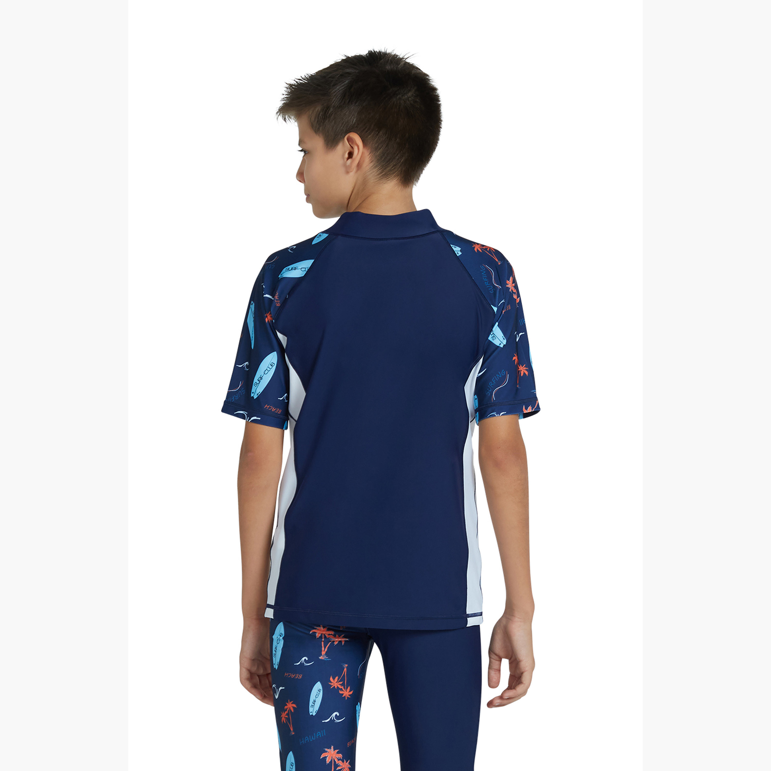 كويغا بويز راش جارد بأكمام قصيرة – نخيل خوخ كحلي-boys-clothing-sportswear-swimwear-image-4