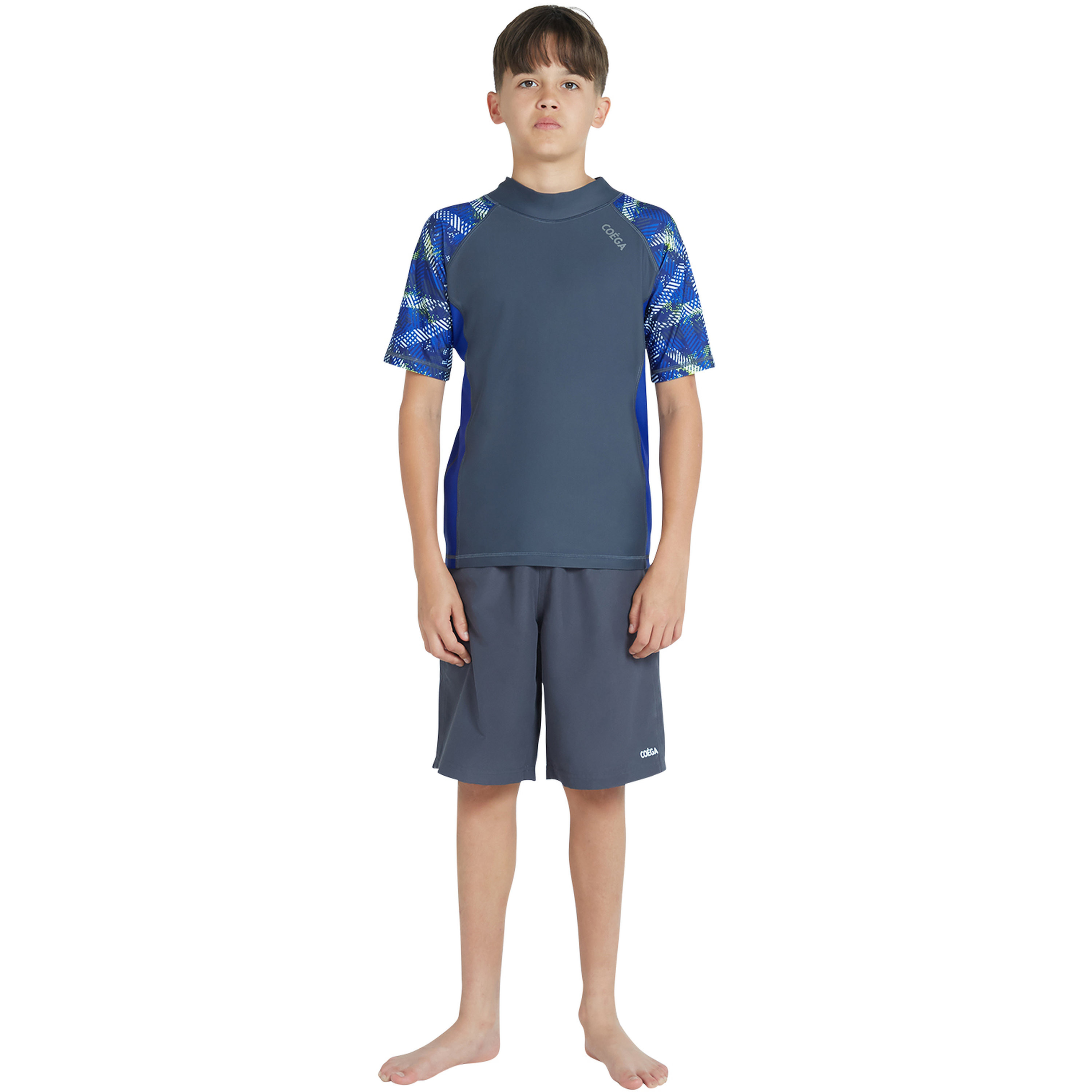Coega Boys Short Sleeve Rashguard – Grey Blue Stripes-sports-boys-clothing-swimwear-image-2