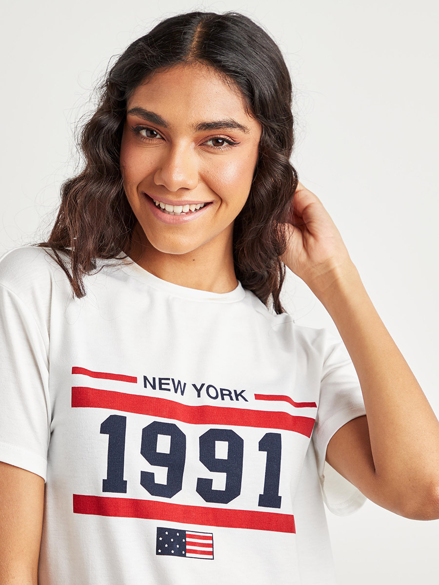 تيشيرت مطبوع بأكمام قصيرة من ستايلي-women-clothing-tshirts-image-3