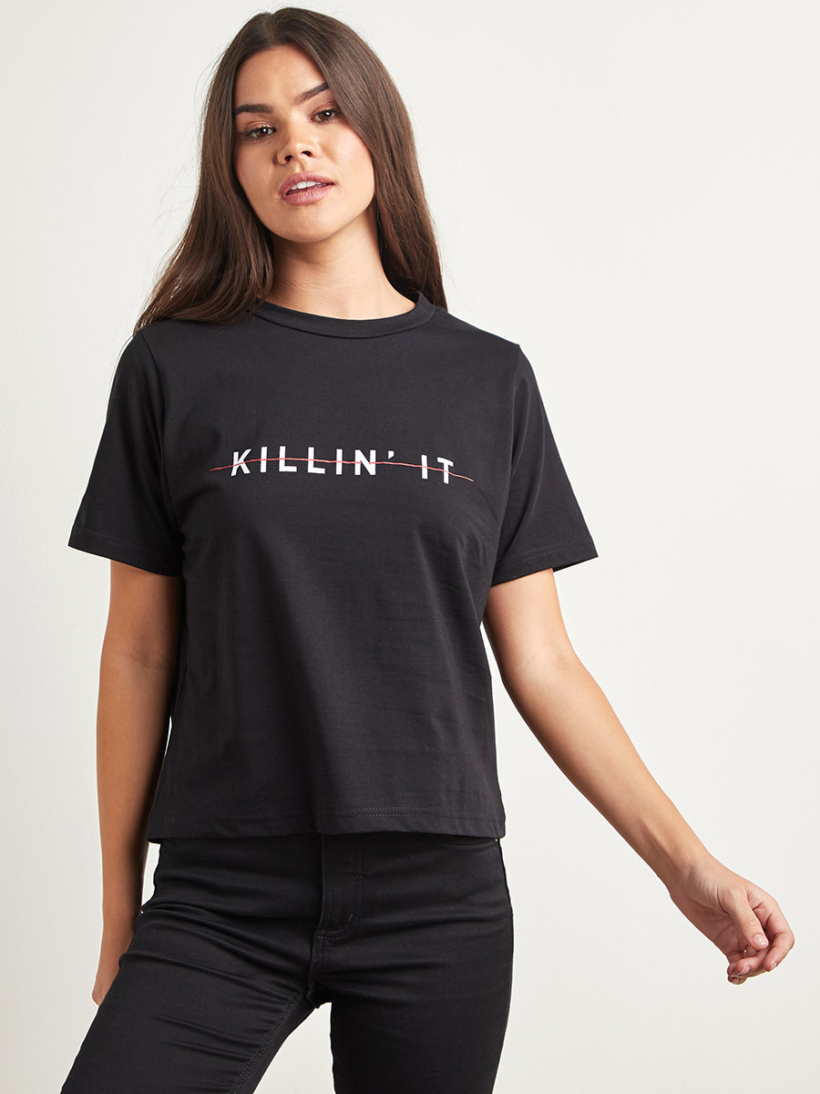 تيشيرت مطبوع بأكمام قصيرة من ستايلي-women-clothing-tshirts-image-1