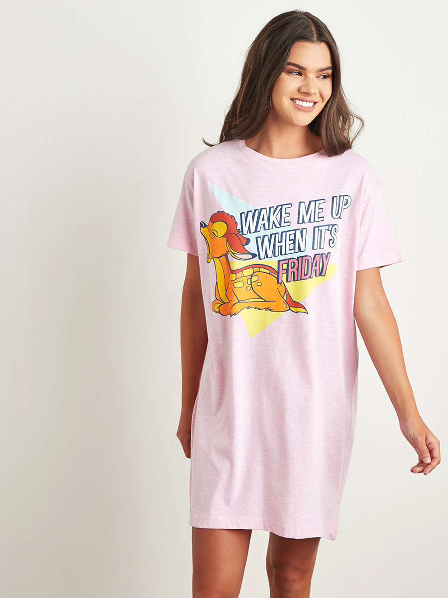 Styli Disney Bambi Printed Sleep T-shirt Dress-women-clothing-nightwear-nighties-image-1