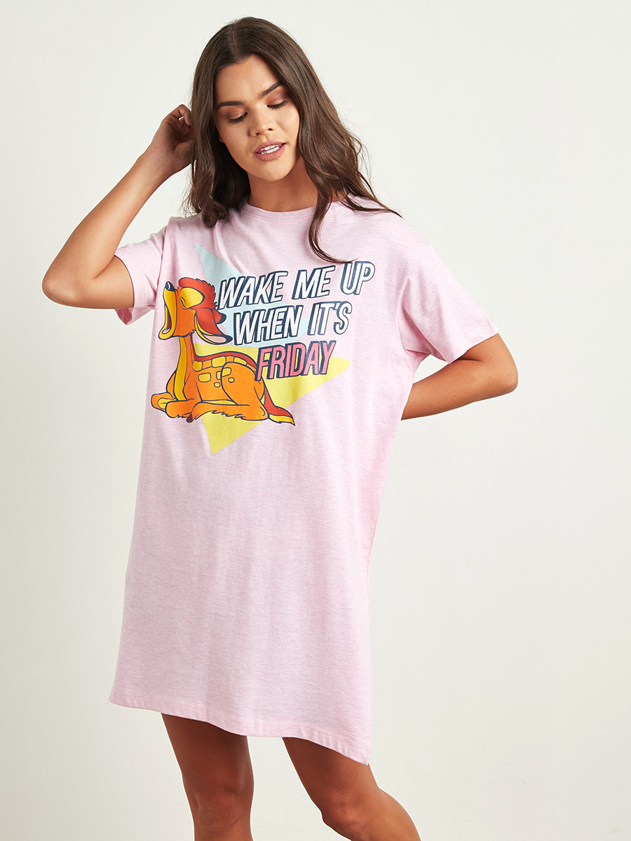 Styli Disney Bambi Printed Sleep T-shirt Dress-women-clothing-nightwear-nighties-image-5