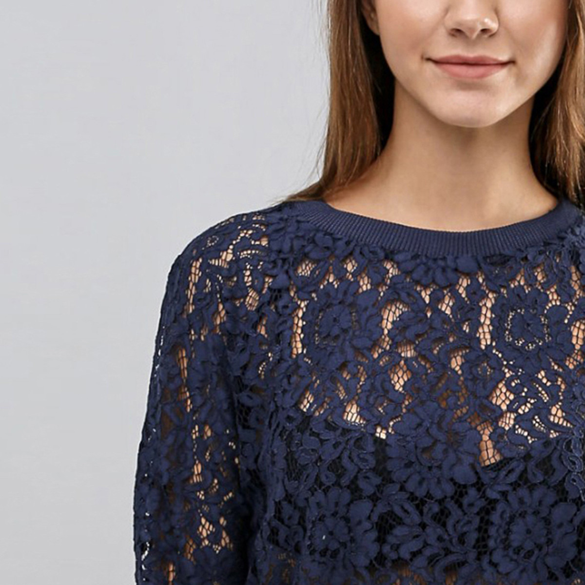 بلوزة دانتيل بياقة ضيّقة وأكمام طويلة من رينا-women-clothing-shirtsandblouses-blouses-image-3