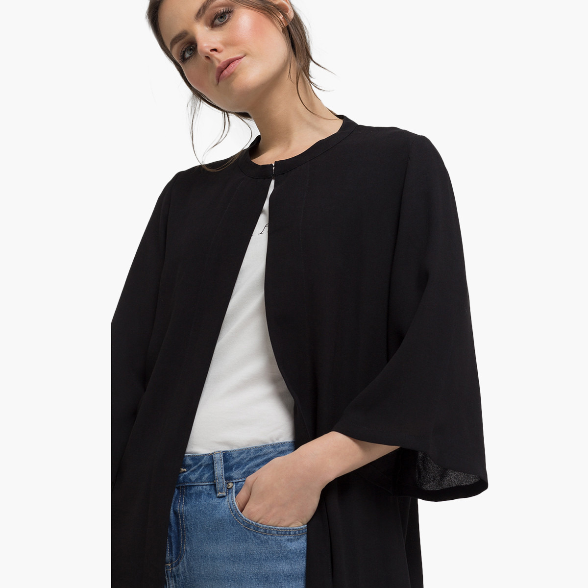 كيمونو سادة بياقة مستديرة وأكمام 3/4 من رينا-women-clothing-dresses-image-3