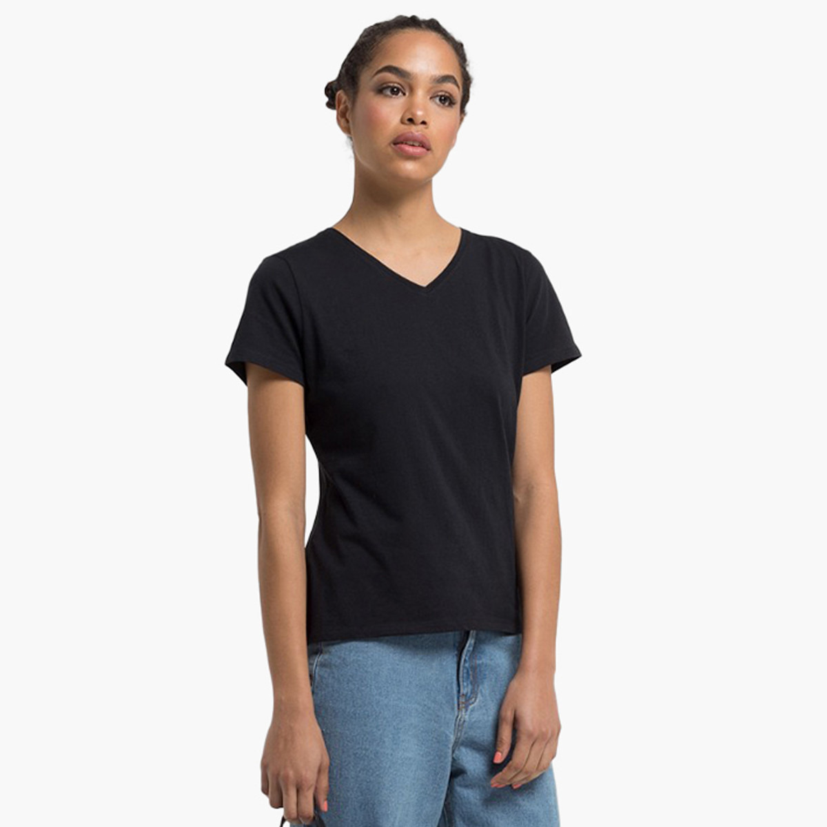 تيشيرت سادة بياقة V وأكمام قصيرة من رينا-women-clothing-tshirts-image-1