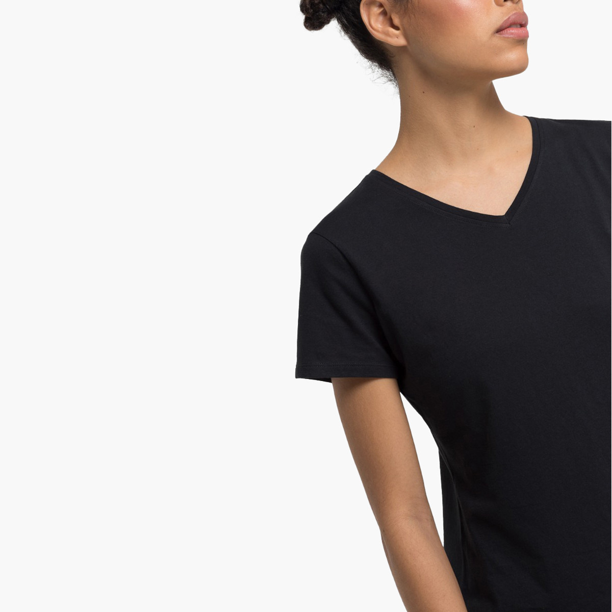 Rina Solid V-neck T-shirt with Short Sleeves-women-clothing-tshirts-image-3