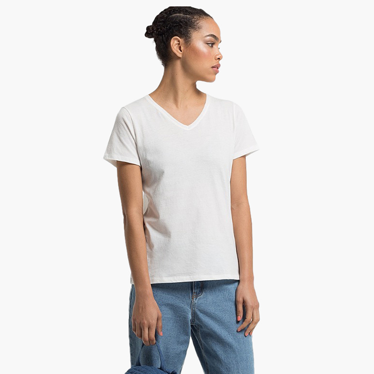 تيشيرت سادة بياقة V وأكمام قصيرة من رينا-women-clothing-tshirts-image-6