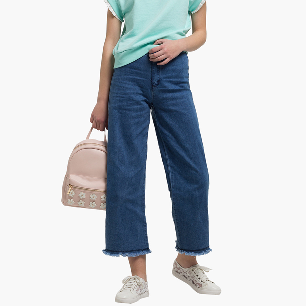 بنطلون دينم سادة بخصر مطاطي بأزرار من رينا-women-clothing-bottoms-trousers-image-5