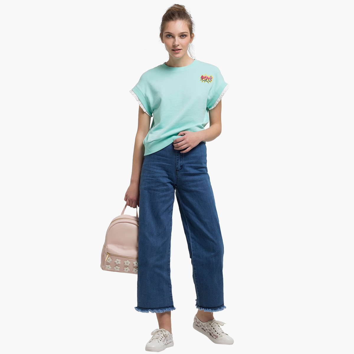 بنطلون دينم سادة بخصر مطاطي بأزرار من رينا-women-clothing-bottoms-trousers-image-4